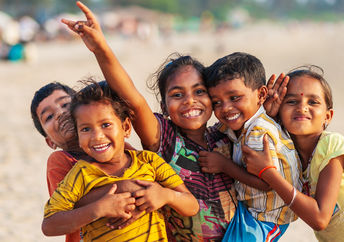 Smiling Indian children.