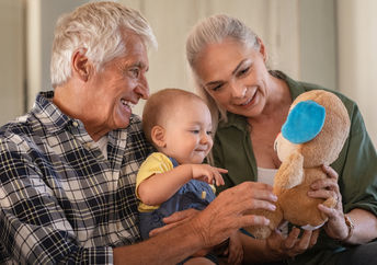 Grandparents taking care of their grandbaby.