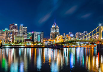 Pittsburgh skyline at night.