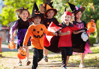 Kids on Halloween.
