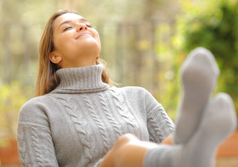 Happy and relaxed woman.