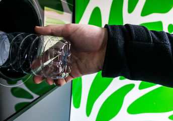 Recycling plastic bottles.