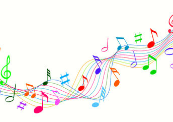 Colorful musical notes expressing the joy of music.