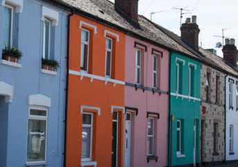 A rainbow street in Gloucester.