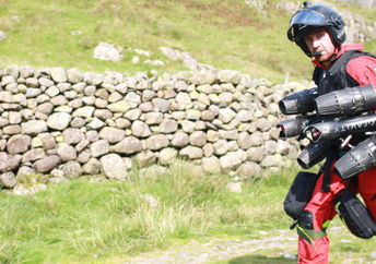 Andy Mawson wearing the jetpack.