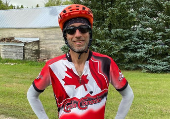 This cyclist is riding to raise money and awareness for Parkinson's Disease.