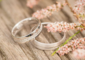 Close-up on wedding rings.