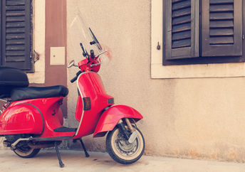 Red motorcycle.