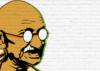 A painting of Mahatma Gandhi.