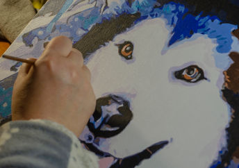 Drawing of a Siberian Husky.