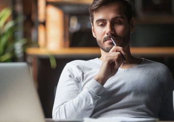 A man thinking of ideas.