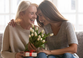 Young woman with her mother.