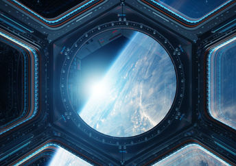 View of space through a porthole