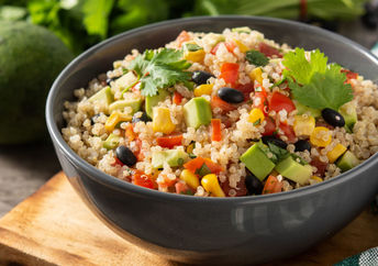 Quinoa salad is bursting with health benefits. .