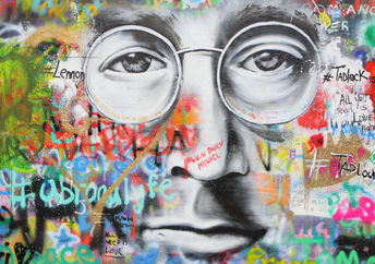 John Lennon memorial wall in Prague.