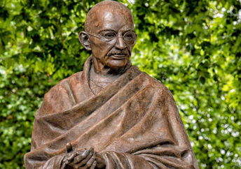 A statue of Gandhi in London.