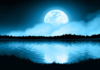 The moon reflecting on water.