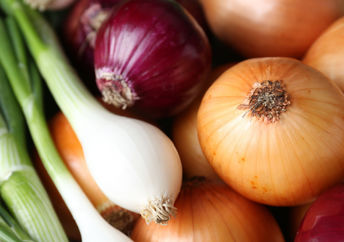 Several varieties of onions.
