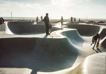 Concrete skate park in Venice, California.