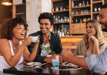 Friends having coffee.