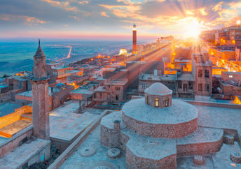 Mardin old town at sunset.