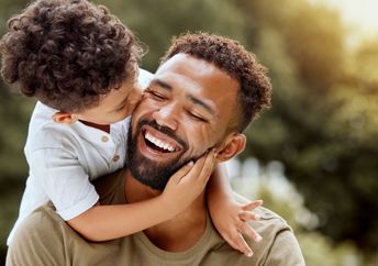 A happy father and son.