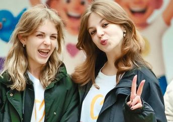 Two young volunteers at the RVC Center in Moldova.