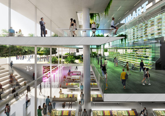The interior of the vertical farm.