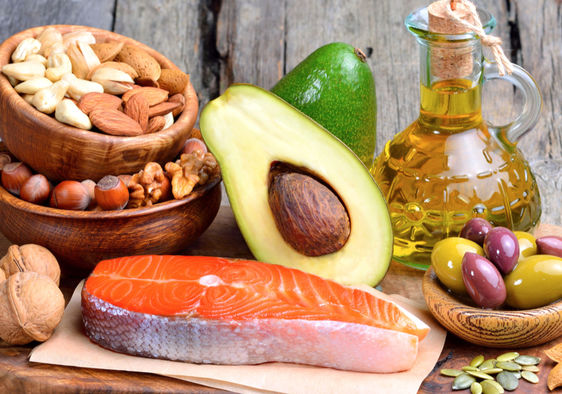Healthy fats include omega-3s.