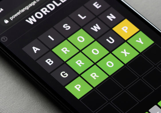 Playing a Wordle puzzle on a smartphone.