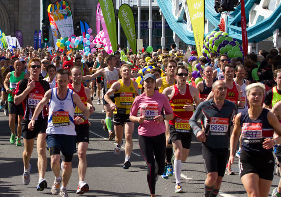 Runners competing in the London Marathon.