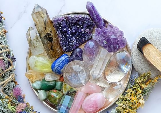 Crystals and gem stones.