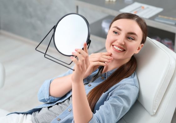 A woman with a perfect smile.
