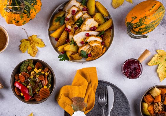 A traditional Thanksgiving dinner.