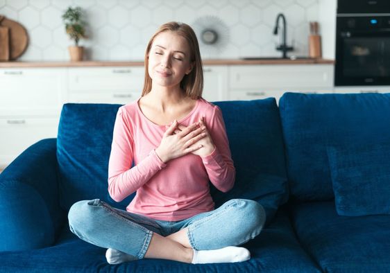 Woman showing self-compassion.