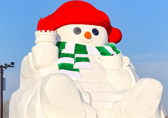 The 2024 Giant Snowman in Harbin, China.