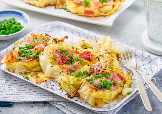 Roasted cabbage steaks.