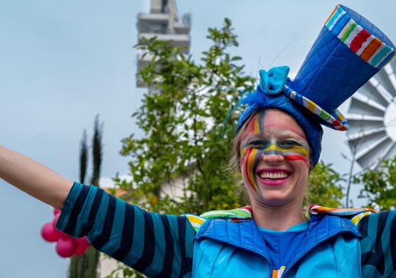 A woman celebrates Purim.