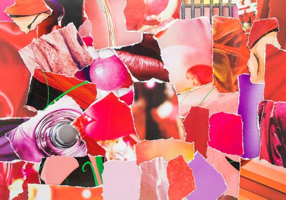 Collage from torn pieces of magazine paper.