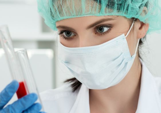 Testing samples in a lab.