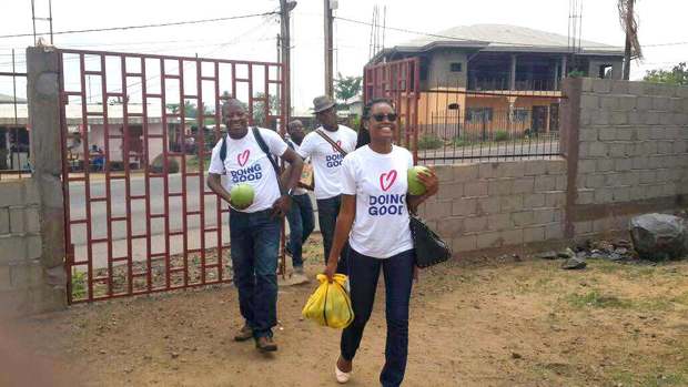 Volunteers get ready for a Good Deeds Day event in Cameroon