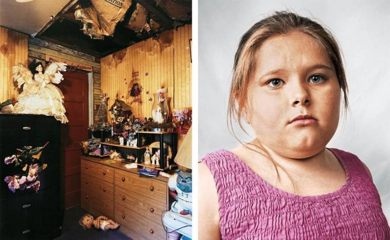 Alyssa lives in a small house in Kentucky, heated only by a wooden stove. (James Mollison)