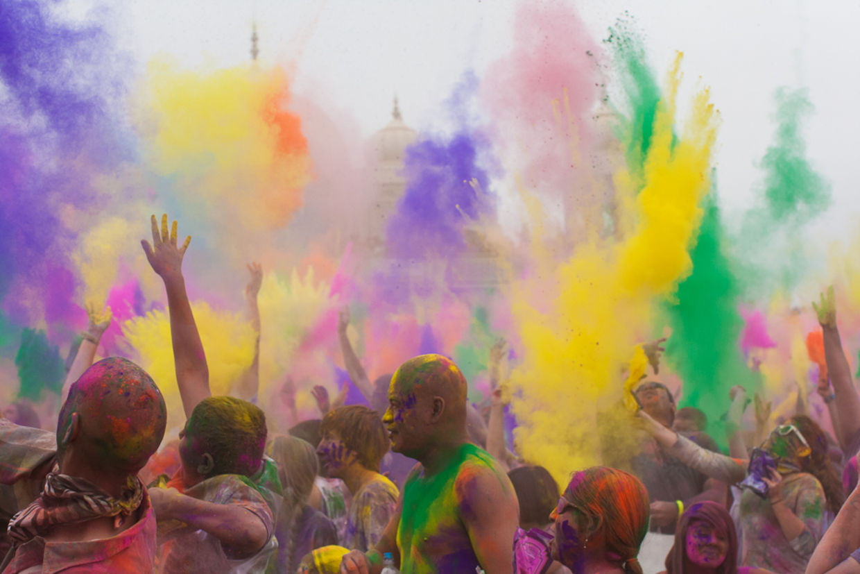 Devout Hindus toss bright shades of powder in the air to shower everyone with love and forgiveness. (Sam Breach/CC BY-NC-ND 2.0)