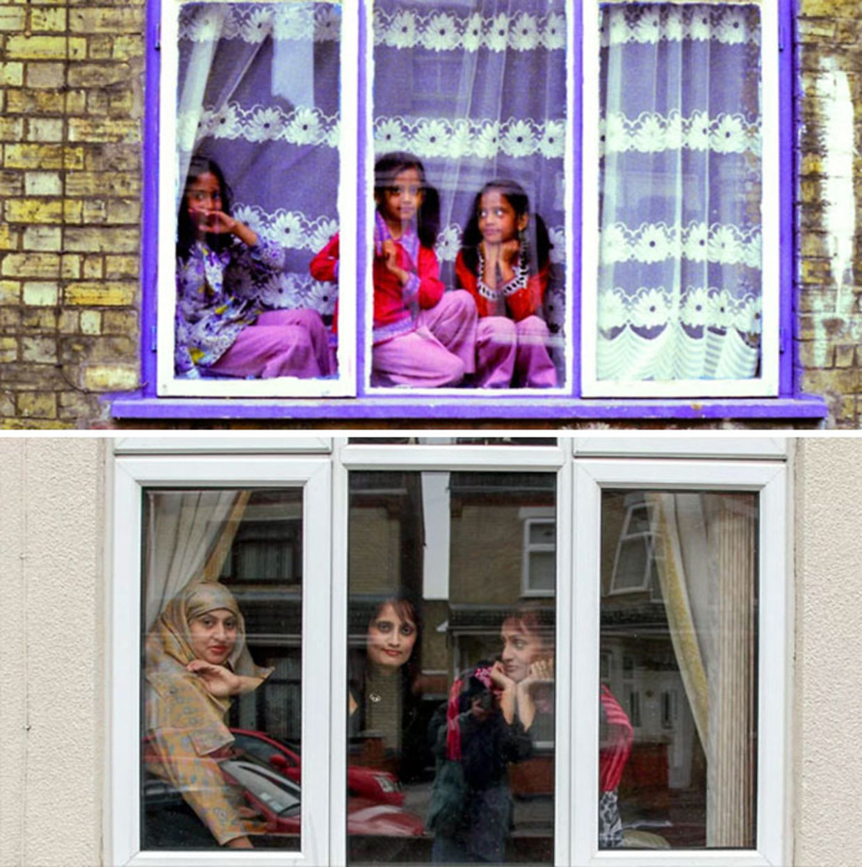 Shehnaz Begum, her twin sister Rukhsana and their older sister Itrat were spotted by Porsz sitting in the window of their house on Cromwell Road. The sisters still live in Peterborough and see each other regularly. (Chris Porsz)