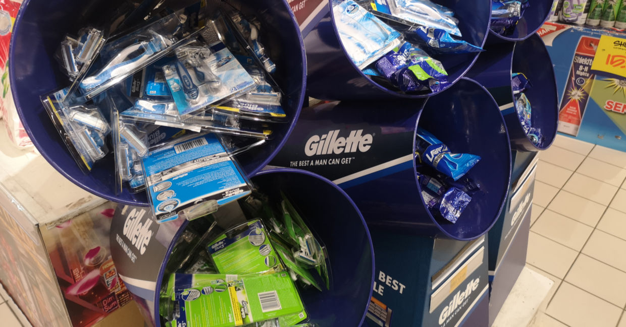 Gillette razors in a sales display