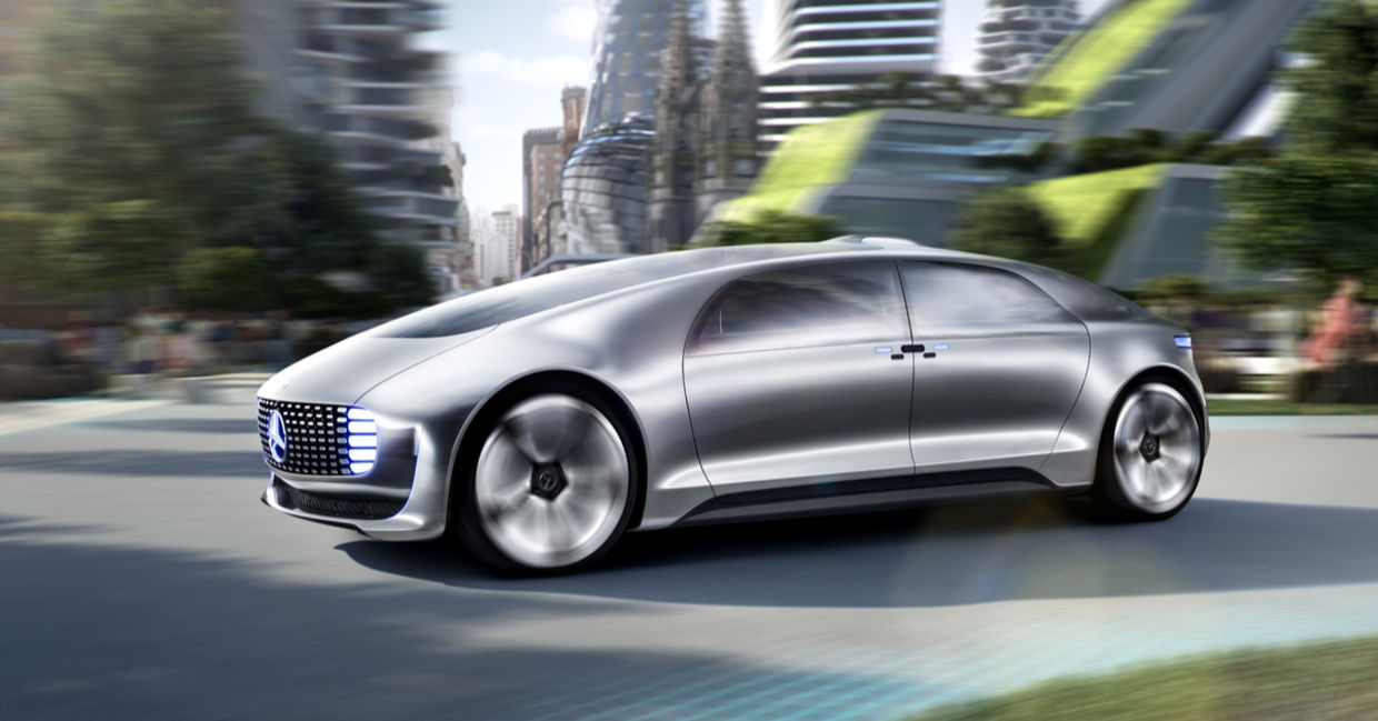 The Mercedes-Benz F 015 Luxury in Motion, a concept car representing the future of autonomous vehicles.