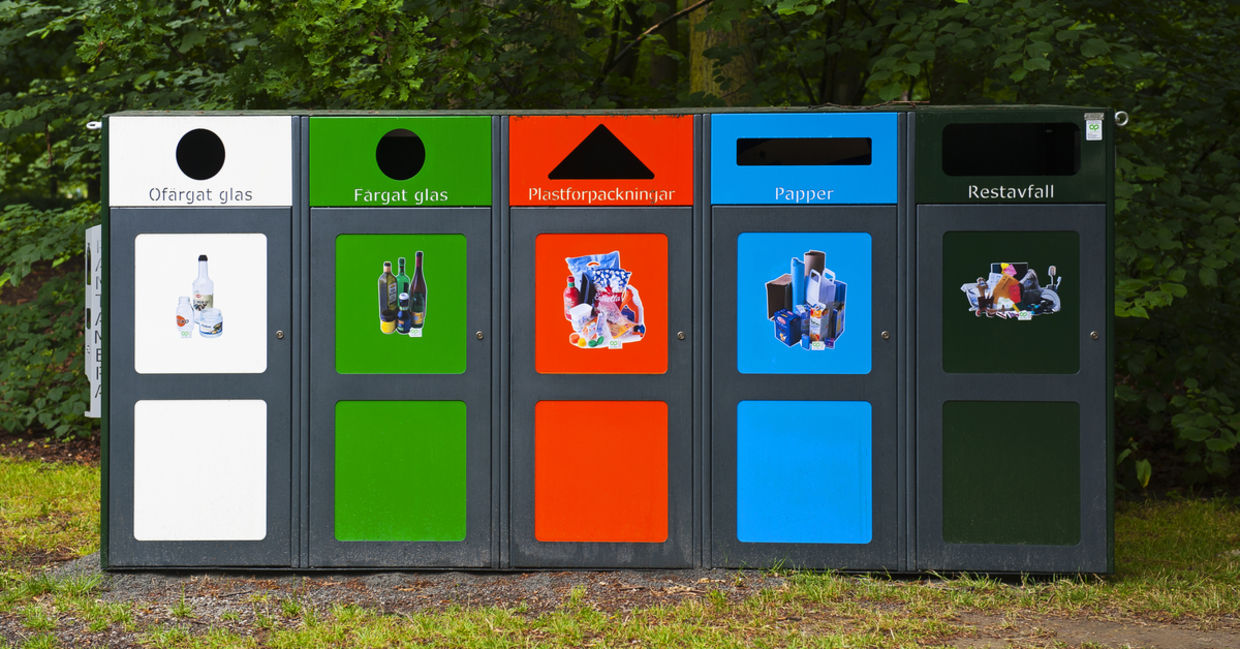 Recycling bins in Sweden