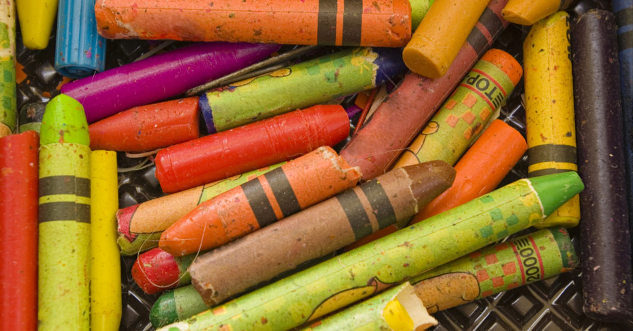 Colored crayons ready for recycling