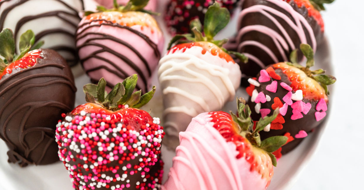 Candy coated strawberries is an easy recipe for kids to make.