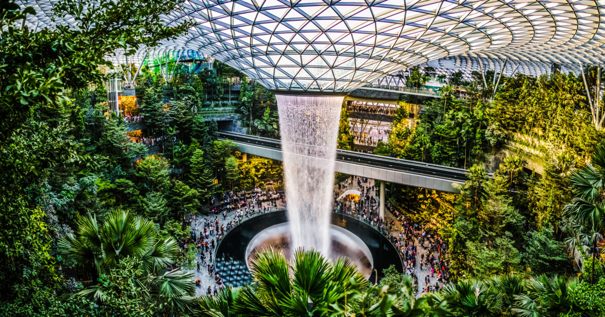 Waterfall in Singapore's airport
